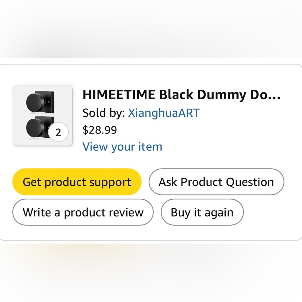 HIMEETIME Matte Black Dummy Door Knob - 2 pack - Picture 9 of 10
